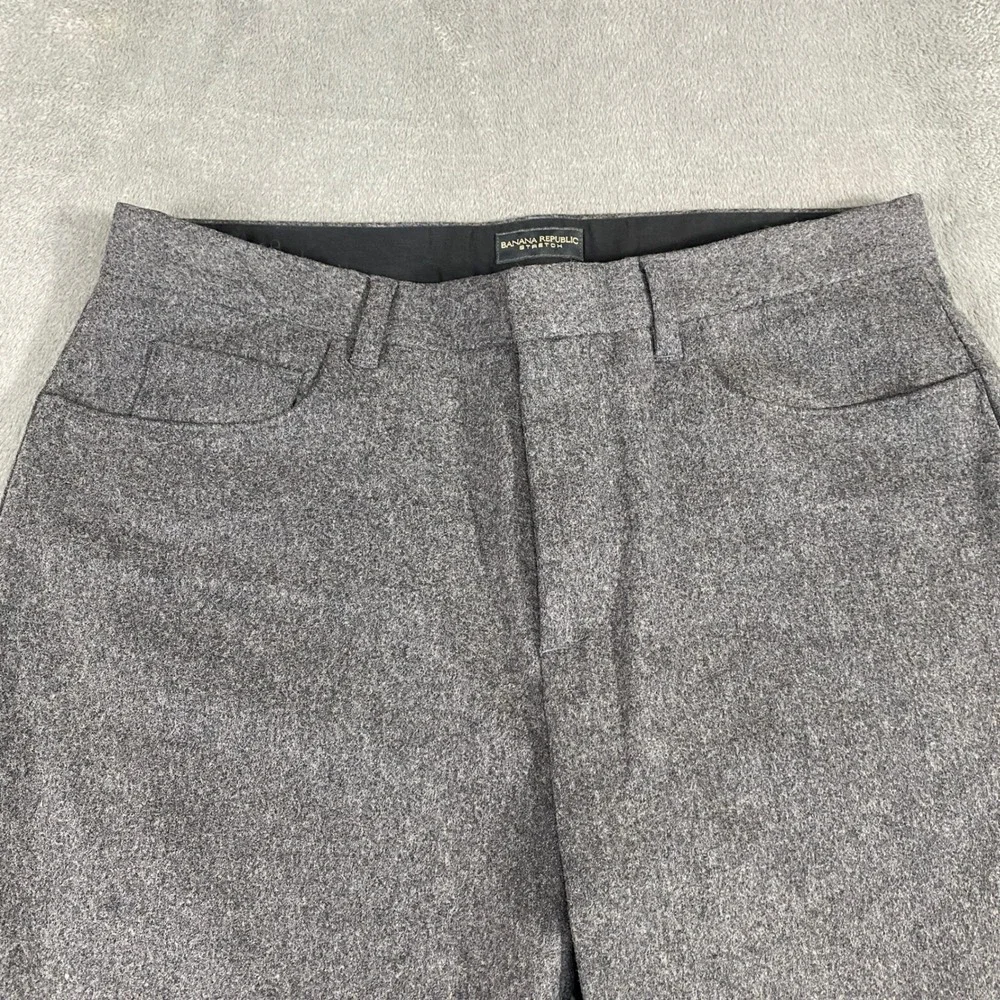 VTG Banana Republic Flannel Dress Pants Stretch Men 36R Gray Wool Blend Straight